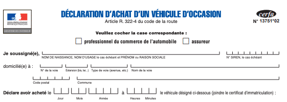 DECLARATION D ACHAT CERFA DECLARATION D ACHAT CERFA