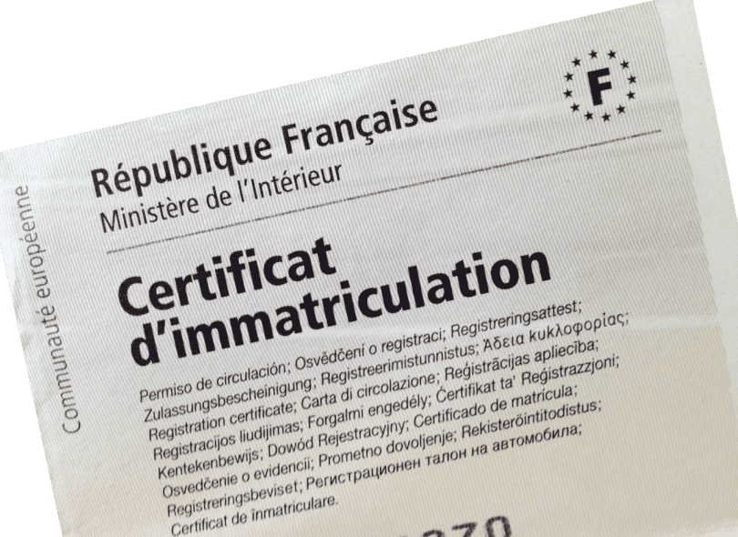 certificat d'immatriculation